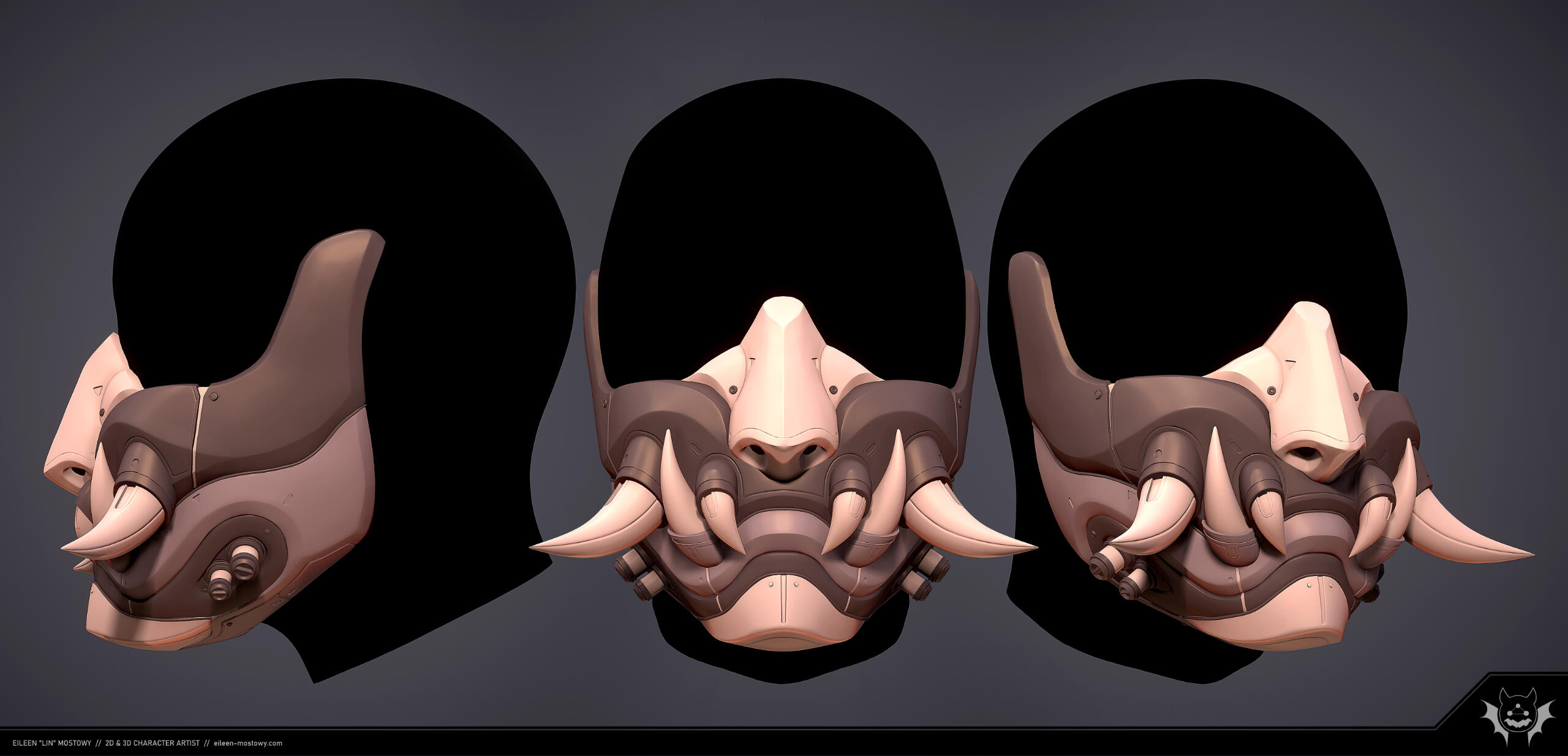 Cyber Oni Mask Sketch